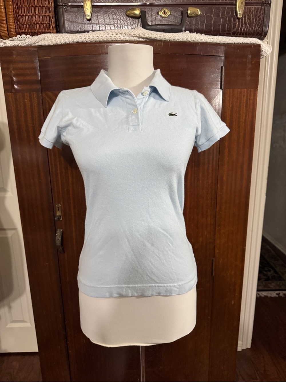 Lacoste Women's Pale Blue Short Sleeve Polo Shirt